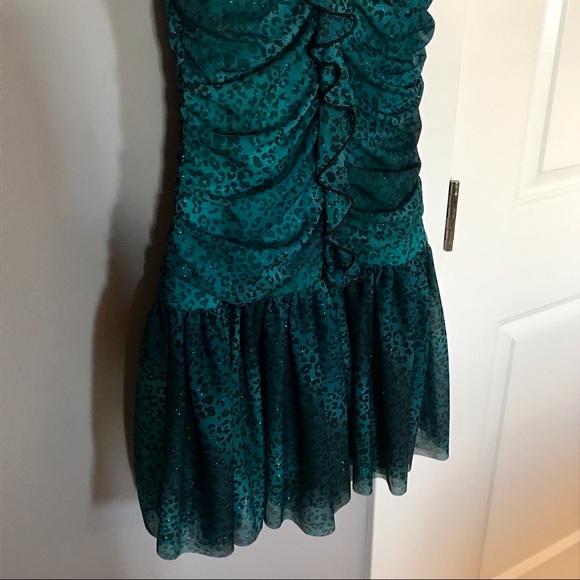 🆕Amy Byer Cheetah Sparkle Party Dress Blue/ Green - Picture 3 of 5